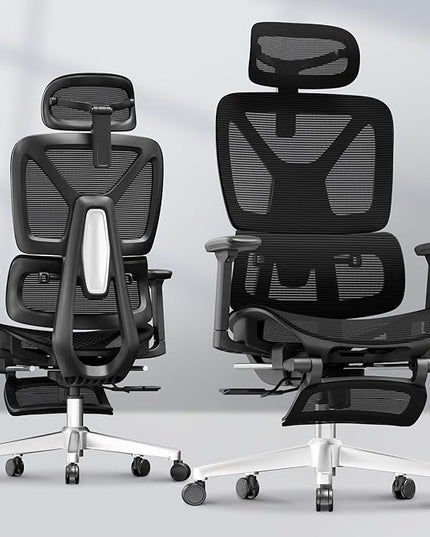 FLEXISPOT ErgoX Premium Ergonomic Office Chair with Footrest- Adjustable 3D Armrests, Dynamic Lumbar Support, Recline & Tilt Function, Mesh Seat, for Home & Office Use,Black