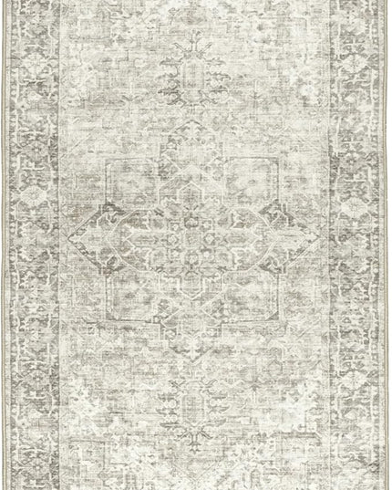 ReaLife Rugs Machine Washable Area Rug Runner - Living Room Bedroom Bathroom Kitchen Entryway Office - Padded Low Pile Stain Resistant Premium - Boho Farmhouse Vintage - Lyle - Beige Ivory 2'6" x 8'