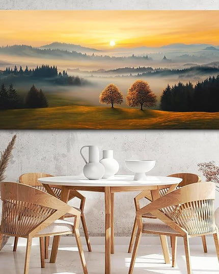HGUAOA Nature Wall Art - Mountain & Landscape Artwork for Walls - Scenery Canvas Wall Art - Forest Painting for Living Room - Rustic Farmhouse Decor - Wall Pictures for Bedroom 29×58IN