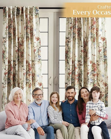 Maison d' Hermine Curtains for Living Room 100% Cotton 108 inch Length One Panel Light Filtering Curtains for Bedroom Windows with Rod and Loop Pockets Drapes (Abbeville, 50" W x 108" L)