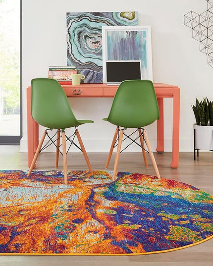 Rugs.com Calypso Collection Rug – 5' x 8' Oval Multi Medium Rug Perfect for Living Rooms, Large Dining Rooms, Open Floorplans