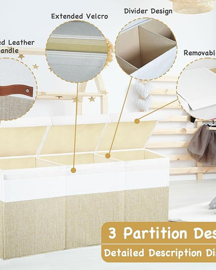 Large Toy Box Chest,Toy Storage Organizer,Storage Bins with Lids,Stuffed Animal Storage,Toy Bins for Kids,Toddlers,Baby,Girls,Nursery,Living Room,playroom(Beige)