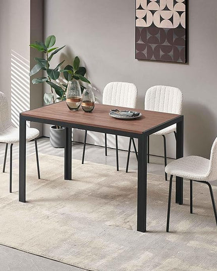 NORDICANA 5 - Piece Dining Set, Industrial Style 47 in Kitchen Table with Beige Faux Fur Dining Chairs for 4 Person, Dining Room Table Set for Dinette, Breakfast Nook Breakfast Nook