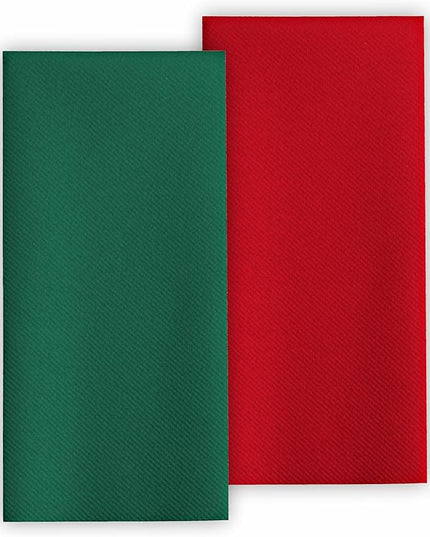 Disposable Linen-Feel Napkins For Christmas, 200 Red And 200 Green Guest Towels For Christmas Holiday Table Decor, 12" x 17", 400-Pack