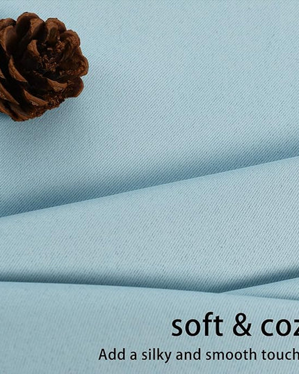 JIUZHEN Light Blue Blackout Curtains with Tiebacks Thermal Insulated, Light Blocking and Noise Reducing Grommet Curtains for and Living Room, Set of 2 Window Curtain Panels, 42 x 63 Inch Length