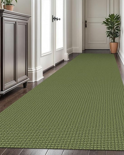 KOZYFLY Extra Long Runners for Hallways 3x16 ft Washable Kitchen Runner Non Slip Rubber Backed Hallway Rug Cotton Entryway Runner Rug Floor Carpet for Indoor Hall, Kitchen, Bright Green/Earthy Green