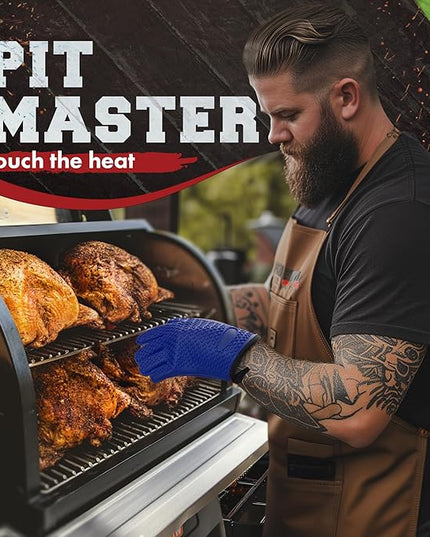 KITCHEN PERFECTION XL Silicone Smoker Oven Gloves-Extreme Heat Resistant BBQ Gloves-Handle Hot Food Right on Your Grill Fryer&Pit|Waterproof Grilling Cooking Baking Mitts|Superior Value Set+3 Bonuses