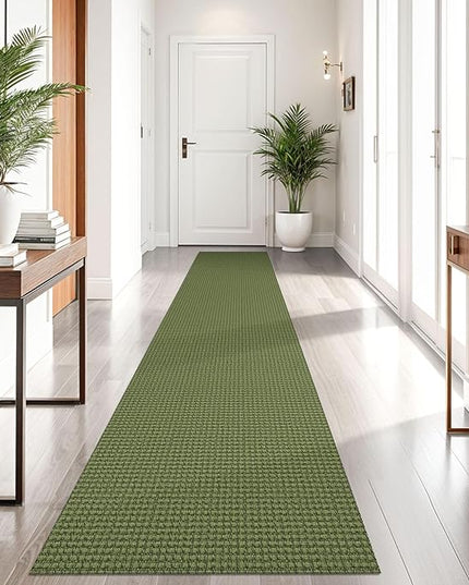 KOZYFLY Runners for Hallways 2x10 ft Washable Kitchen Runner Non Slip Rubber Backed Hallway Rugs Cotton Entryway Runner Rug Floor Carpet for Indoor Hall, Backdoor, Kitchen, Bright Green/Earthy Green