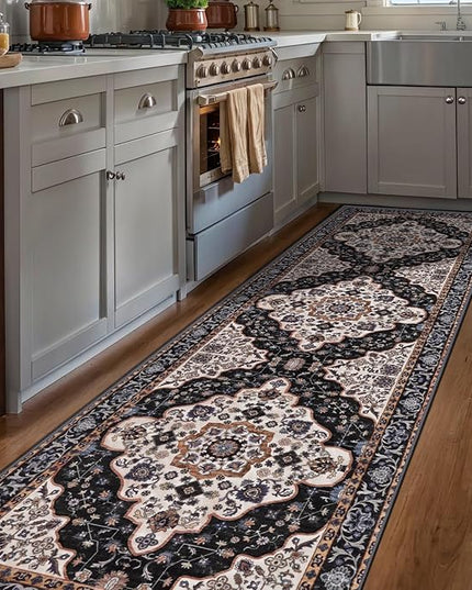 Ciicool Washable Runners Area Rug for Hallways, Ultra Soft 2'6 "x8' ft Boho Print Non-Slip Vintage Oriental Medallion Long Carpet for Kitchen Bedroom Laundry Bathroom