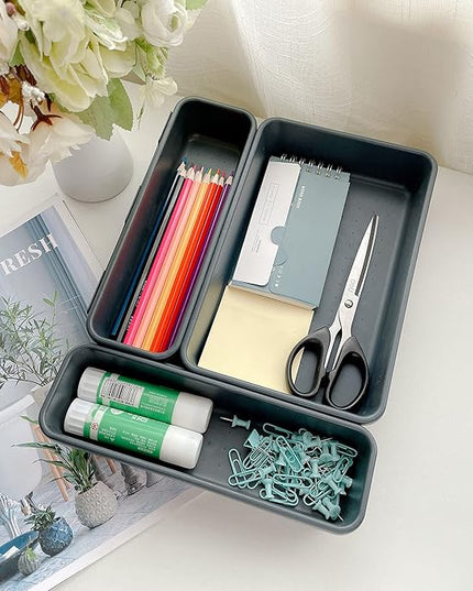 BYCY Office Drawer Organizers Bins Junk Drawer Organizers Tray Storage Dividers for Office Desk Dress Makeup (13pcs 2Size)