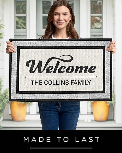 My Sign Center Door Mat, Personalized Doormat, Custom Welcome Mat for Front Door, Indoor/Outdoor,Housewarming Gift, Heavy Duty Slip Resistant Backing, 18x30 Inches, Polyester Top Made in USA