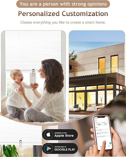 Kincmo Motorized Blinds with Remote,100% Blackout Motorized Roller Shades Work with Apple Homekit,Alexa,Google, Custom Electric Blinds with App,Voice Control (Serene White)