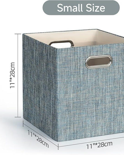 Posprica Storage Basket Bins,11×11×11 Foldable Storage Cube Boxes Fabric Drawer for Closet Shelf Cabinet Bookcase - Set of 4,Teal