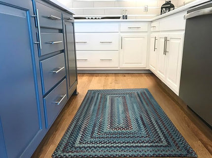 Capel American Heritage Barn Blue 8' 0" X 10' 0" Concentric Rectangle Braided Rug
