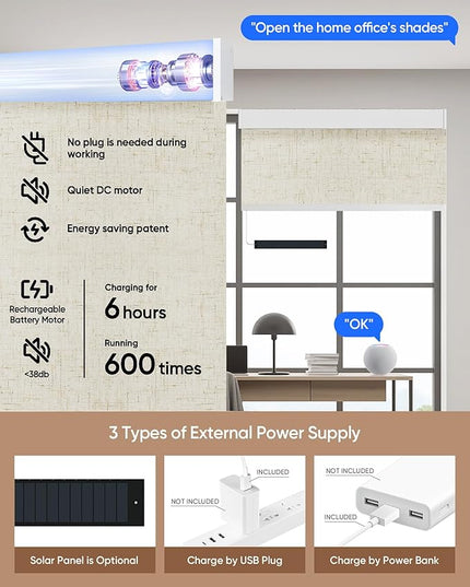 Kincmo Motorized Blinds with Remote,100% Blackout Motorized Roller Shades Work with Apple Homekit,Alexa,Google, Custom Electric Blinds with App,Voice Control (Linen Stone)