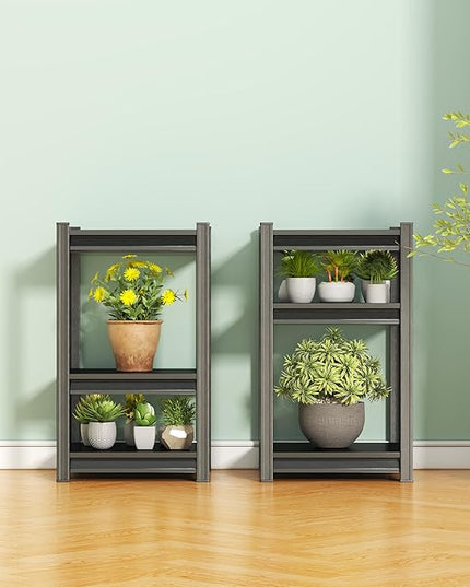 Storage Shelves, Garage Metal Shelving Unit, Adjustable, Double-Layer Column with Reinforced Ribs, Heavy-Duty, Capable of Bearing 600-3600 lbs (Black, 32 * 16 * 12, 3-Tier)
