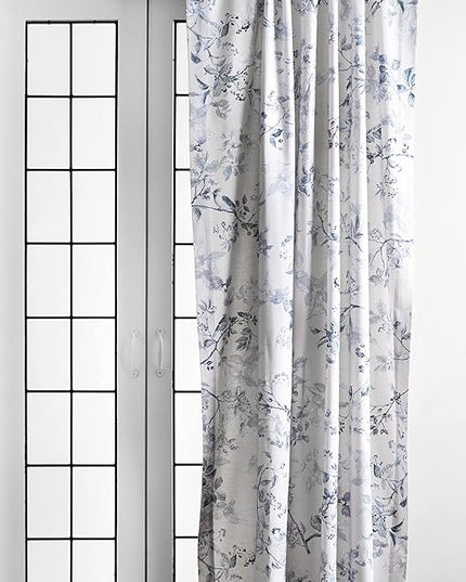 Maison d' Hermine Curtains for Living Room 100% Cotton 108 inch Length Two Panels Light Filtering Curtains for Bedroom Windows with Rod and Loop Pockets Drapes (Equinoxe Blue, 50" W x 108" L)