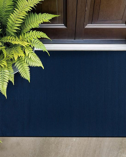 Beverly Rug Non-Slip Modern Entry Rug 2x3 Solid Traditional Rubber Backing Machine Washable Soft Thin Indoor Area Rugs for Living Room Stain Resistant Non Shedding Casual Carpet (2 x 3 Navy Blue)