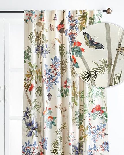 Maison d' Hermine Curtains for Living Room 100% Cotton 108 inch Length One Panel Light Filtering Curtains for Bedroom Windows with Rod and Loop Pockets Drapes (Canne Light Beige, 50" W x 108" L)