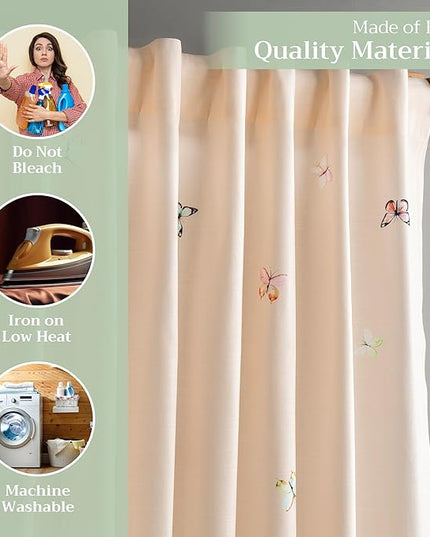 Maison d'Hermine Curtains for Living Room 100% Cotton 124 inch Length Two Panel Light Filtering Curtains for Bedroom Windows with Rod and Loop Pockets Drapes (Botanical Fresh, 50" W x 124" L)