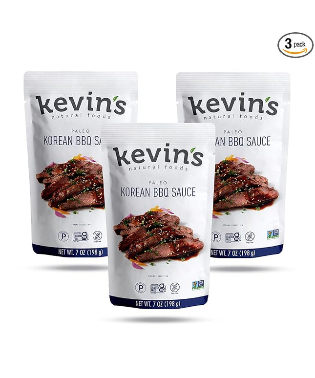Kevin's Natural Foods Korean BBQ Sauce - Paleo Simmer Stir-Fry Sauce, Gluten Free, No Preservatives, Non-GMO - 3 Pack (Korean BBQ)