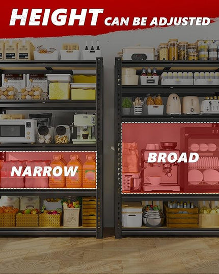 REIBII 2020LBS Storage Shelves 5 Tier Garage Shelving Heavy Duty Adjustable Garage Shelves, Utility Rack Shelf, Shelving Units for Storage Warehouse Pantry Closet, 35.5" W x 11.9" D x 72" H, 3 Pack