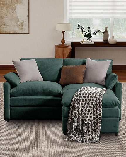 Tbfit Living Room Furniture Set, Loveseat Couch & Ottoman, Modern Comfy Cloud Sofa Set, Spring Seat Cushions, Chenille, Green