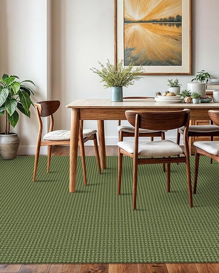 KOZYFLY Washable Area Rug 6x9 ft Rubber Backed Non Slip Rugs for Living Room Braided Cotton Bedroom Rug Woven Office Rugs Indoor Floor Carpets for Dining Bedroom Living Room, Bright Green/Earthy Green