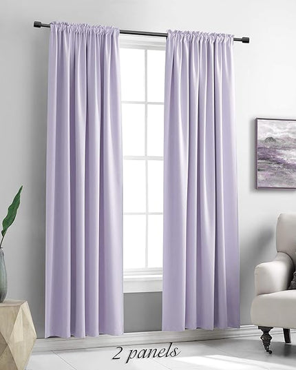 DONREN 84 Inches Long 2 Panels Lavender Purple Curtain Panels for Bedroom - Room Darkening Rod Pocket Thermal Insulated Drapes for Living Room,52 W x 84 L