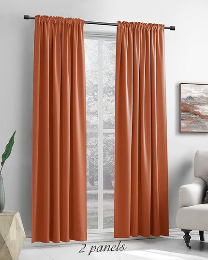 DONREN Backdrop 5FT x 8FT Curtains for Parties - Home Decoration Thermal Insulated Rod Pocket Blackout Draperies/Drapes for Bedroom (2 Panels, 60 inches x 96 inches, Burnt Orange)