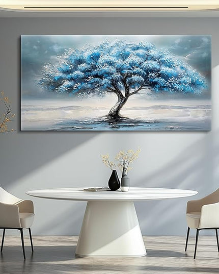 FUHAIHUA Canvas Wall Decor For Living Room Wall Art For Bedroom Large Size Office Decorations Blue Tree Paintings Abstract Wall Pictures Artworks ReadyTo Hang Dormitory Home Decoration 20"X40"