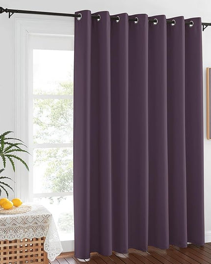 NICETOWN Patio Door Curtain 84 inches Long, Grommet Room Divider Curtain Panel Thermal Insulated Room Darkening for Bedroom/Office, Plum, W100 x L84, 1 Panel