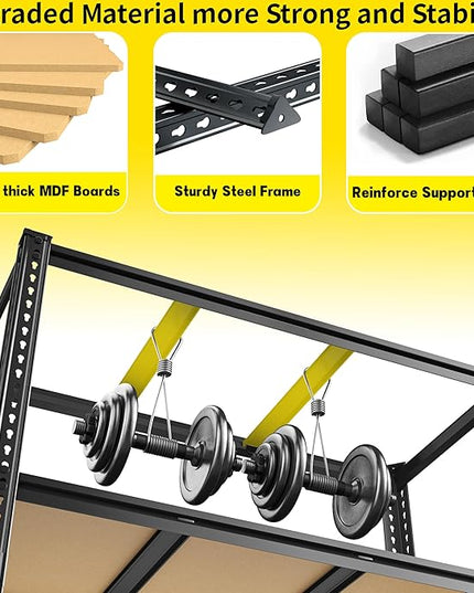 48" W Garage Shelving Heavy Duty 2800LBS Garage Storage Shelves, 5 Tier Adjustable Metal Shelving Unit Utility Rack Shelf for Warehouse, Pantry, Closet, Kitchen 72" H x 48" W x 18" D, Black