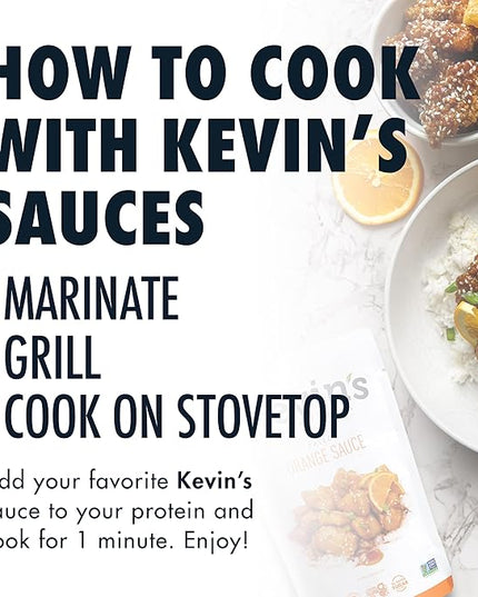 Kevin's Natural Foods Orange Sauce - Keto and Paleo Simmer Stir-Fry Sauce, Gluten Free, No Preservatives, Non-GMO - 3 Pack