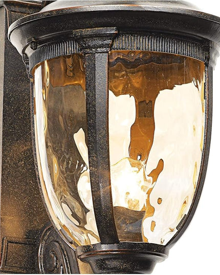John Timberland Bellagio European Outdoor Wall Light Fixture Bronze Scroll 24" Champagne Hammered Glass Decor for Exterior House Porch Patio Outside Deck Garage Yard Front Door Garden Home