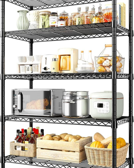REIBII Storage Shelves, 5-Tire Wire Shelving Load 1000LBS Metal Shelves for Storage Adjustable Garage Shelving Unit Wire Shelf Rack Kitchen Storage Rack Pantry Shelves 31.5''W x 15.7'' D x 71''H
