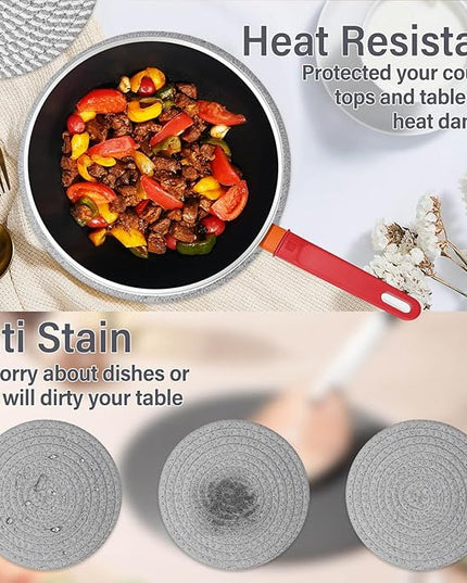 Billbotk 10" Trivets for Hot Dishes, Hot pots and Pans, Set of 6, Heat Resistant Pot Holders for Kitchen, Hot Pads for Countertops