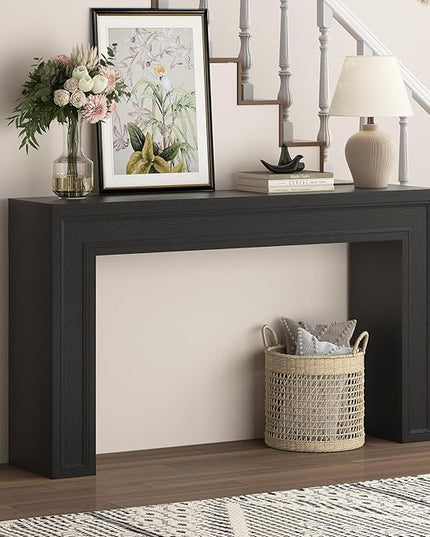 Rresyet 55 Inch Long Console Table, Sofa Table Behind Sofa, Entryway Table, Farmhouse Entryway Table for Entry, Hallway, Living Room (Black)