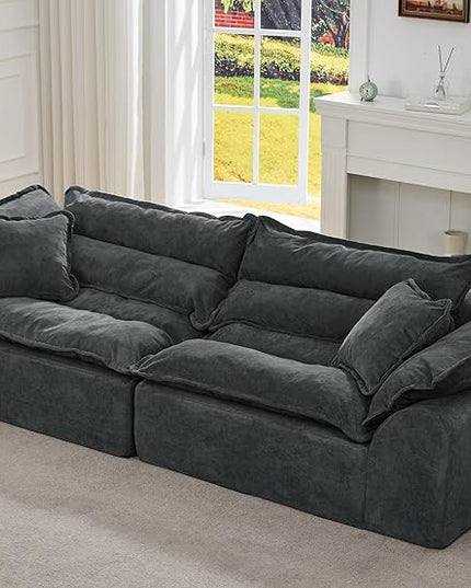 Hobestluk 104" Sectional Sofa Couches 3 Seater Modular Sofa, Boneless Couch, Cloud Couch with Removable Cushion, Modular Sectional Couches for Living Room(Darkgrey)