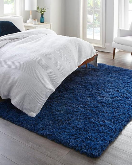 Ophanie 5x8 Blue Rugs for Living Room, Kids Nursery Rug Aesthetic, Playroom Navy Area Rugs for Boys Girls Teen Home Decor, Fluffy Fuzzy Soft Plush Shaggy Bedside Floor Bedroom Carpet for Teen
