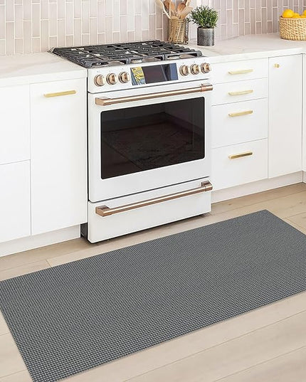 KOZYFLY Runners for Hallways 2x5 ft Washable Kitchen Runner Non Slip Rubber Backed Hall Runners Cotton Entryway Runner Rugs Floor Carpet for Indoor Backdoor Bedroom Kitchen, Grey/Dark Grey