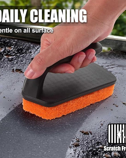 GRILLART Griddle Cleaning Kit for Blackstone, Flat Top Grill Cleaning Kit with Grill Stone, Griddle Scraper, Scouring Pad and Handles, Multifunctional Griddle Accessories for Rusty Grills, Orange