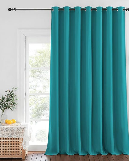 NICETOWN Blackout Curtains for Sliding Glass Door Room Divider Noise Reduce Curtain Panel Portable Window Screen Sliding Partition, W100 x L102 inches, 1 Panel, Peacock Teal