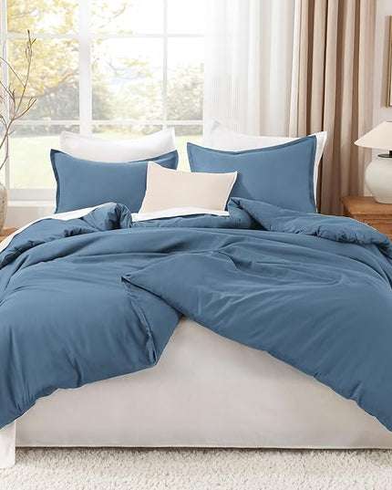 Litanika Comforters California King Size Ocean Blue, 3 Pieces Lightweight Solid Bedding Set & Collections, All Season Fluffy Bed Set (104x96 Inches Comforter & 2 Pillowcases)