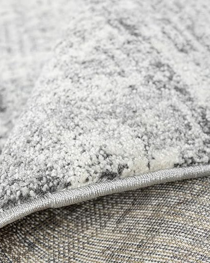 Keen Home Design Area Rugs - 5ft Round Non-Shedding, Abstract Rugs for Kitchen, Living Room, Bedroom, Dining Room, Entryway - Size: 5'3" Round, Abstract Cream/Grey