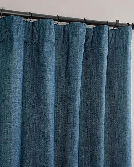 HPD Half Price Drapes Vienna Basic Linen 100% Blackout Curtains for Bedroom 108 Inches Long (2 Panels) - Rod Pocket Curtains & Drapes for Living Room & Windows - 50 X 108, Dark Blue