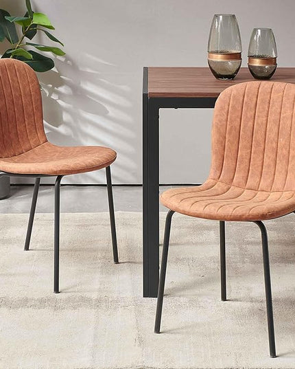 NORDICANA 5 - Piece Dining Set, Industrial Style 47 in Kitchen Table with Brown Faux Leather Dining Chairs for 4 Person, Dining Room Table Set for Dinette, Breakfast Nook Breakfast Nook