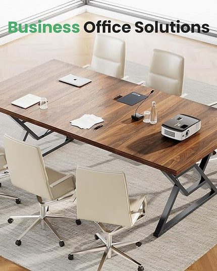 70.8" Large Executive Desk - Computer Office Desk Workstation, Modern Business Writing Table with Sturdy Metal Legs for Home Office (Wood Color, 71 Inch)