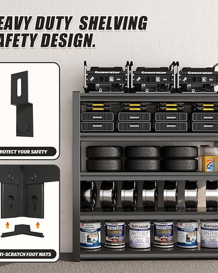 72" H Heavy Duty Garage Shelving, 2000 lbs Capacity Storage Shelf,Adjustable 5-Tier Metal Shelving Unit for Industrial Use in Garages,Basements, and Utility Rooms (20" D x48 W x72 H)