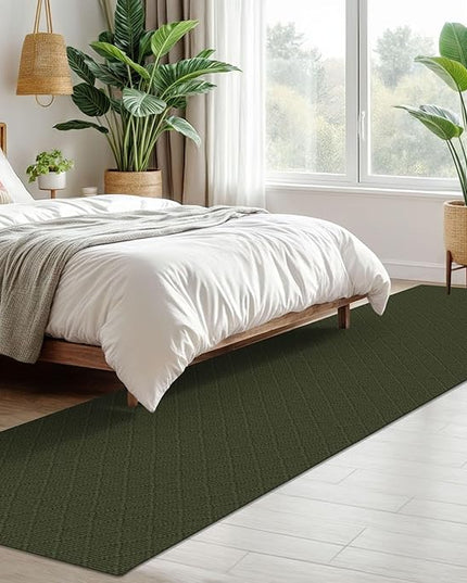 KOZYFLY Runner Rug 2x10 Ft Washable Runners for Hallways Non Slip Rubber Backed Kitchen Runners, Braided Cotton Entryway Runner Indoor, Floor Carpet for Hallway Kitchen Entryway, Dark Green